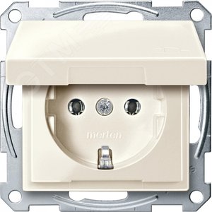 Розетка с заземлением с крышкой в рамку бежевая SCHUKO (MTN2311-0344)