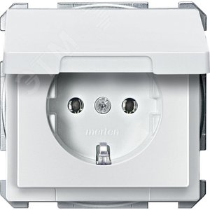 MERTEN Механизм розетки 16А с з/к б/шт. c крышкой бел. QF SD | MTN2311-4019 | Schneider Electric - фото 3