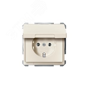 Розетка с заземлением без шторок с крышкой бежевая (MTN2311-4044) - фото 4