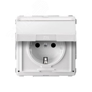 Механизм розетки Schuko с крышкой с полем для надписи белый 7