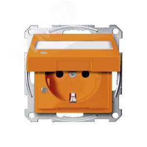 Механизм розетки Schuko с крышкой с полем для надписи и индикатором оранжевый (MTN2313-0302) - фото 7