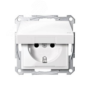 Механизм розетки Schuko с крышкой белый (MTN2314-0319) 6