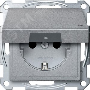 Механизм розетки Schuko с крышкой алюминий (MTN2314-0460) - Schneider Electric