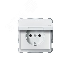 Механизм розетки с заземлением с крышкой IP44 белый (MTN2314-4019) 5