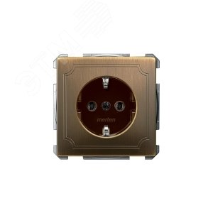 Механизм розетки Schuko с винтовыми зажимами античная латунь (MTN2401-4143) 6