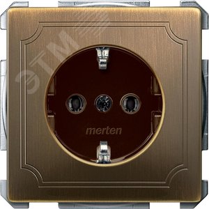 Механизм розетки Schuko с винтовыми зажимами античная латунь (MTN2401-4143) 4