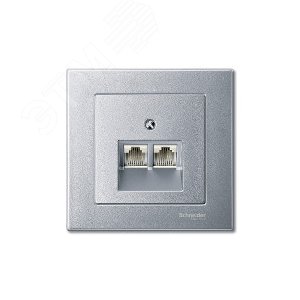 Merten Накладка на розетку компьютерную 2 поста алюминий (MTN298060) 7