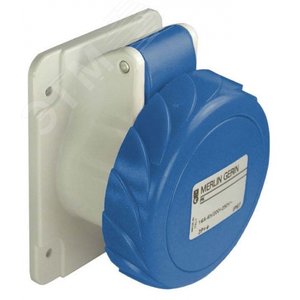 Розетка скрытая прямая 63А 2P+E IP67 220В винтовые зажимы 2