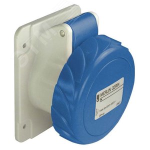 Розетка скрытая прямая 63А 2P+E IP67 220В винтовые зажимы 4