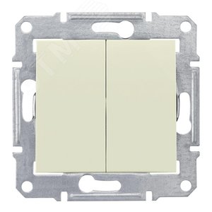Sedna Выключатель двухклавишный в рамку IP44 бежевый (SDN0300447) - фото 3