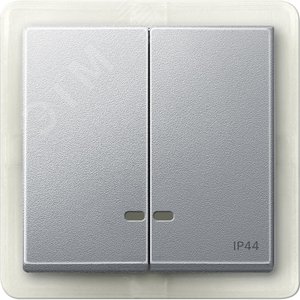 Клавиша 2шт с окошком для светоиндикатора IP44 алюминий (MTN3424-0460)