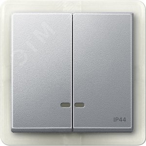 Клавиша 2шт с окошком для светоиндикатора IP44 алюминий (MTN3424-0460) 2