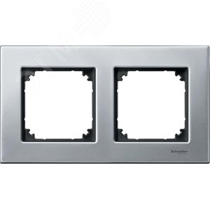 Рамка 2 поста металл платиновое серебро (MTN403260) 3
