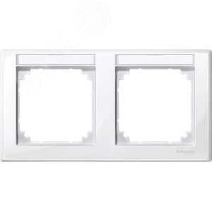 Рамка 2 поста с полем для надписи M-SMART горизонтальная белый 4