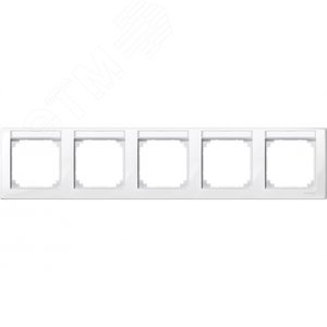 Рамка 5 постов с полем для надписи M-SMART горизонтальная белый (MTN471519) 2