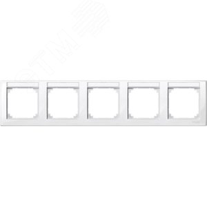 Рамка 5 постов с полем для надписи M-SMART горизонтальная белый (MTN471519) 5