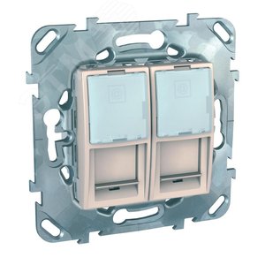 UNICA Розетка компьютерная 2хRJ45 в рамку бежевый 5