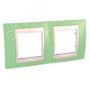 UNICA-Хамелеон Рамка 2 поста зеленое яблоко/бежевая - фото 3