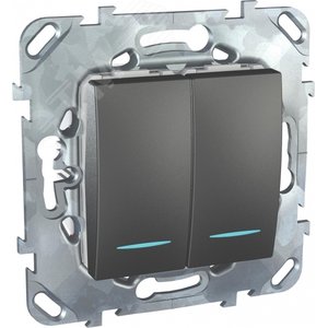 Unica TOP Графит Переключатель 2-клавишный (сх.6+6) с подсветкой | MGU5.0303.12NZD | Schneider Electric - фото 3