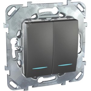 Unica TOP Графит Переключатель 2-клавишный (сх.6+6) с подсветкой | MGU5.0303.12NZD | Schneider Electric - фото 4