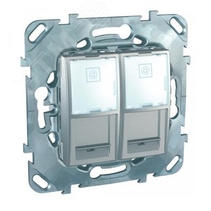 Unica TOP Алюминий Розетка компьютерная 2-ая RJ45 кат.5Е с полем для надписи | MGU5.2020.30ZD | Schneider Electric - фото 3