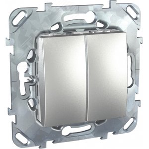 Unica TOP Алюминий Переключатель 2-клавишный (сх.6+6) | MGU5.213.30ZD | Schneider Electric - фото 2