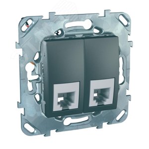 Unica TOP Графит Розетка ТЛФ 2-ая RJ11 4 контакта | MGU5.9090.12ZD | Schneider Electric - фото 4
