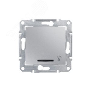 Sedna Алюминий Выключатель кнопочный с символом "свет", с подсветкой 10А 250В | SDN1800160 | Schneider Electric 6