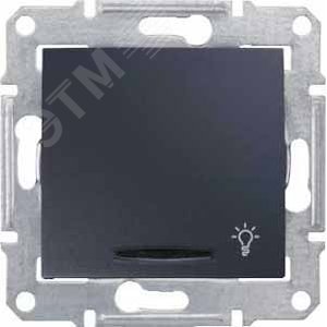 Sedna Выключатель-кнопка с символом Свет с подсветкой графит 3
