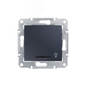 Sedna Выключатель-кнопка с символом Свет с подсветкой графит 6
