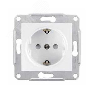 Sedna Розетка с заземлением со шторками в рамку белая 3