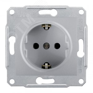Sedna Розетка с заземлением в рамку без шторок алюминий 2