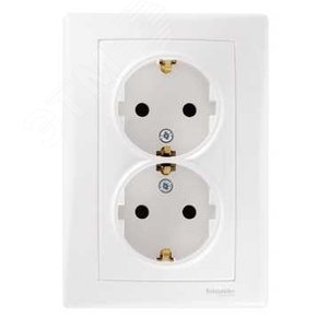Sedna Розетка двойная с заземлением без шторок белая в сборе 3
