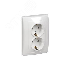 Sedna Розетка двойная с заземлением без шторок белая в сборе 5