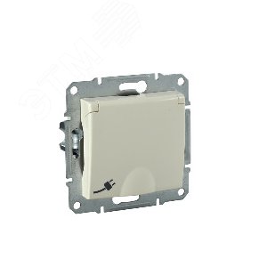 Sedna Розетка с заземлением со шторками с крышкой IP44 в рамку бежевая (SDN3100347) - фото 6
