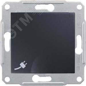 Sedna Розетка с заземлением со шторками с крышкой в рамку графит - фото 4