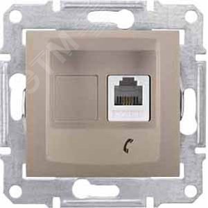 Sedna Розетка телефонная RJ11 в рамку титан (SDN4101168) 2