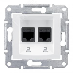 Sedna Розетка двойная компьютерная RJ45 категория 5е экранированная в рамку белый (SDN4600121) - Schneider Electric