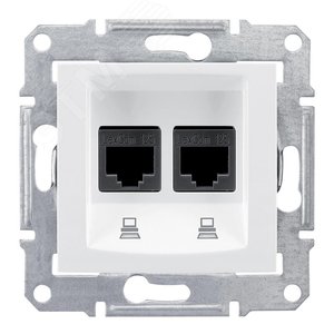 Sedna Розетка двойная компьютерная RJ45 категория 5е экранированная в рамку белый (SDN4600121) - фото 3