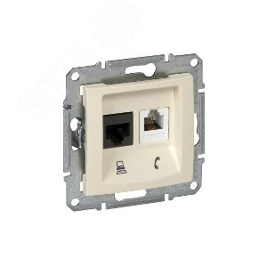 Sedna Бежевый Розетка 2-ая ТЛФ + компьютерная кат.6 UTP (RJ11+RJ45) | SDN5200147 | Schneider Electric - фото 6
