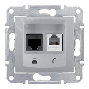 Sedna Розетка телефон/компьютер алюминий (SDN5100160) 2