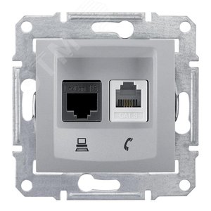 Sedna Розетка телефон/компьютер алюминий (SDN5100160) 3