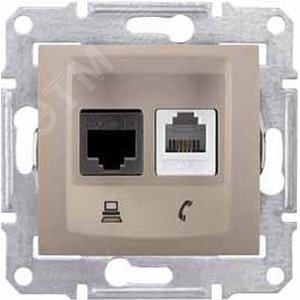 Sedna Титан Розетка 2-ая ТЛФ + компьютерная кат.6 UTP (RJ11+RJ45) | SDN5200168 | Schneider Electric - фото 4