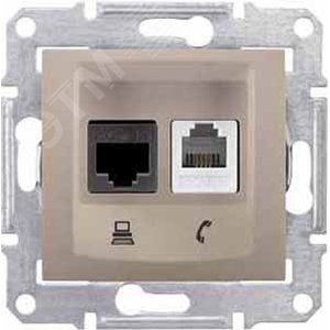 Sedna Титан Розетка 2-ая ТЛФ + компьютерная кат.6 UTP (RJ11+RJ45) | SDN5200168 | Schneider Electric - фото 3
