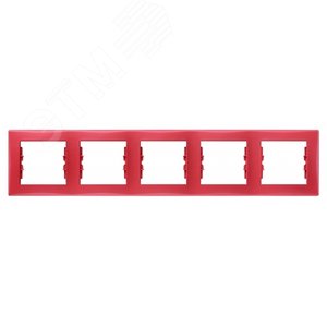Sedna Рамка 5 постов горизонтальная красный 3