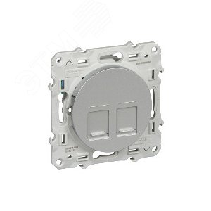 ODACE Розетка компьютерная 2хRJ45 категория 5 алюминий - фото 7