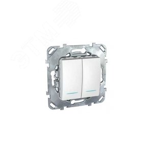 UNICA Выключатель двухклавишный белый с индикацией (MGU5.0101.18NZD) 3