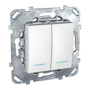 UNICA Выключатель двухклавишный белый с индикацией (MGU5.0101.18NZD) 2