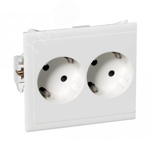 Розетка двойная SLAVE со шторками белая 2
