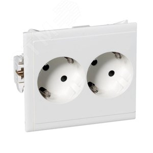 Розетка двойная SLAVE со шторками белая 4